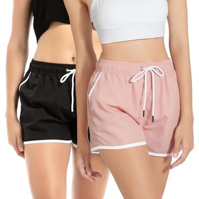 riemot Badeshorts Damen Schnelltrocknend Strandshorts mit Elastischem Bund und Kordelzug, Schwimmshorts mit Mesh-Innenfutter und Taschen, Sommer Shorts für Strand, Urlaub und Freizeit S-XXL riemot Badeshorts Damen Schnelltrocknend Strandshorts mit Elastischem Bund und Kordelzug, Schwimmshorts mit Mesh-Innenfutter und Taschen, Sommer Shorts für Strand, Urlaub und Freizeit S-XXL