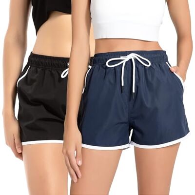 riemot Badeshorts Damen Schnelltrocknend Strandshorts mit Elastischem Bund und Kordelzug, Schwimmshorts mit Mesh-Innenfutter und Taschen, Sommer Shorts für Strand, Urlaub und Freizeit S-XXL riemot Badeshorts Damen Schnelltrocknend Strandshorts mit Elastischem Bund und Kordelzug, Schwimmshorts mit Mesh-Innenfutter und Taschen, Sommer Shorts für Strand, Urlaub und Freizeit S-XXL