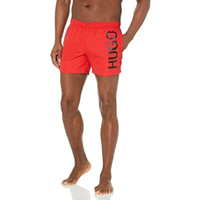 HUGO Herren Vertical Logo Swim Trunks Badehose, Offen pink/schwarz, L HUGO Herren Vertical Logo Swim Trunks Badehose, Offen pink/schwarz, L