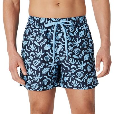 Amazon Herren Badeshorts Badehose Herren Kurz mit Netzfutter, Taschen und Kordelzugverschluss, Marineblau Tropisch, XL Amazon Herren Badeshorts Badehose Herren Kurz mit Netzfutter, Taschen und Kordelzugverschluss, Marineblau Tropisch, XL