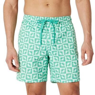 Amazon Herren Badeshorts Badehose Herren Kurz mit Netzfutter, Taschen und Kordelzugverschluss, Hellblau Mintgrün Grün Sonne Geo, XS Amazon Herren Badeshorts Badehose Herren Kurz mit Netzfutter, Taschen und Kordelzugverschluss, Hellblau Mintgrün Grün Sonne Geo, XS