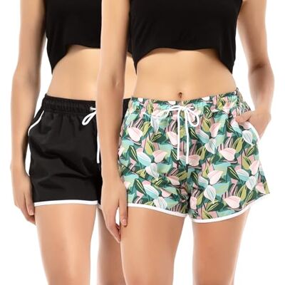 riemot Badeshorts Damen Schnelltrocknend Strandshorts mit Elastischem Bund und Kordelzug, Schwimmshorts mit Mesh-Innenfutter und Taschen, Sommer Shorts für Strand, Urlaub und Freizeit S-XXL riemot Badeshorts Damen Schnelltrocknend Strandshorts mit Elastischem Bund und Kordelzug, Schwimmshorts mit Mesh-Innenfutter und Taschen, Sommer Shorts für Strand, Urlaub und Freizeit S-XXL