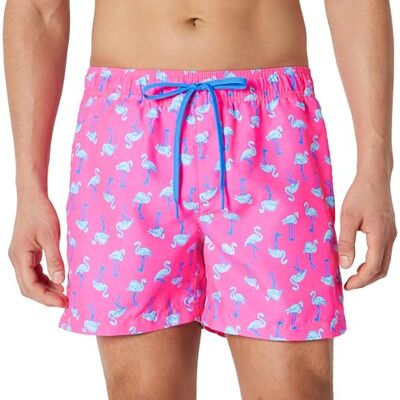 Amazon Herren Badeshorts Badehose Herren Kurz mit Netzfutter, Taschen und Kordelzugverschluss, Kräftiges Rosa Flamingo, L Amazon Herren Badeshorts Badehose Herren Kurz mit Netzfutter, Taschen und Kordelzugverschluss, Kräftiges Rosa Flamingo, L