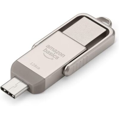 Amazon USB-Speicherstick, USB-Stick mit zwei Anschlüssen (USB-C und USB-A), 128GB, Champagner-Silber Amazon USB-Speicherstick, USB-Stick mit zwei Anschlüssen (USB-C und USB-A), 128GB, Champagner-Silber