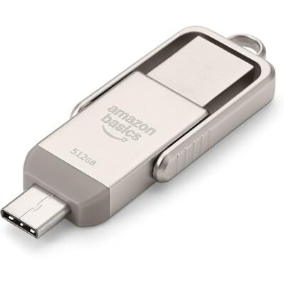 Amazon USB-Speicherstick, USB-Stick mit zwei Anschlüssen (USB-C und USB-A), 512GB, Champagner-Silber Amazon USB-Speicherstick, USB-Stick mit zwei Anschlüssen (USB-C und USB-A), 512GB, Champagner-Silber