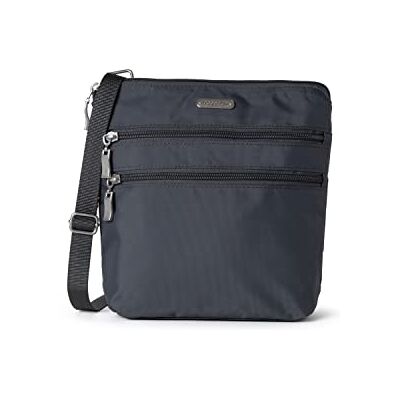 Baggallini Essential Umhängetaschen für Damen, 23 x 20 cm, organisiert, leicht, waschbar, Nylon-Reisetasche mit RFID-Schutz., dunkles grau Baggallini Essential Umhängetaschen für Damen, 23 x 20 cm, organisiert, leicht, waschbar, Nylon-Reisetasche mit RFID-Schutz., dunkles grau