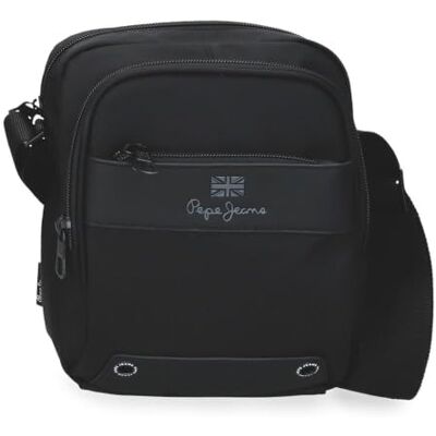 Pepe Jeans Sutton Umhängetasche mit zwei Fächern Schwarz 17x22x8 cm Großes Fach, Verstellbare Riemen, Ideal für den täglichen Gebrauch, Polyester mit Kunstleder-Details, By Joumma Bags Pepe Jeans Sutton Umhängetasche mit zwei Fächern Schwarz 17x22x8 cm Großes Fach, Verstellbare Riemen, Ideal für den täglichen Gebrauch, Polyester mit Kunstleder-Details, By Joumma Bags