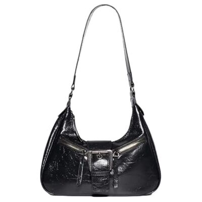LIUHLFSR Vintage Umhängetaschen for Frauen Unterarm Motorrad Tasche Denim Leder weibliche kleine Handtaschen Für Arbeit, Reisen, Partys(Black) LIUHLFSR Vintage Umhängetaschen for Frauen Unterarm Motorrad Tasche Denim Leder weibliche kleine Handtaschen Für Arbeit, Reisen, Partys(Black)