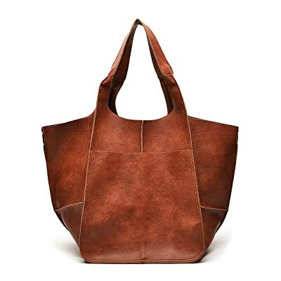 NICOLE & DORIS Frauen Tasche Groß Schultertasche Shopper Weiche Ledertasche Leichte Tote Tasche Hobo Handtasche Gross Umhängetasche Faltbare Tragetasche Karamellbraun NICOLE & DORIS Frauen Tasche Groß Schultertasche Shopper Weiche Ledertasche Leichte Tote Tasche Hobo Handtasche Gross Umhängetasche Faltbare Tragetasche Karamellbraun