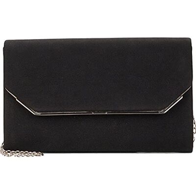 Tamaris Amalia Damen Clutch Bag Handtasche aus Textil Nubukoptik in Schwarz mit Tragekette. schwarz Tamaris Amalia Damen Clutch Bag Handtasche aus Textil Nubukoptik in Schwarz mit Tragekette. schwarz