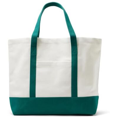 Amazon Unisex-Adult Große Strapazierfähige Strandtasche aus Canvas-Segeltuch, Natur/Grün, Einheitsgröße Amazon Unisex-Adult Große Strapazierfähige Strandtasche aus Canvas-Segeltuch, Natur/Grün, Einheitsgröße