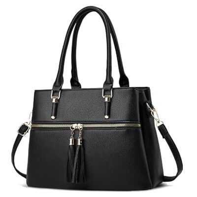 NICOLE & DORIS Damen Handtasche Modern Mehrfarbige Henkeltasche Elegante Tote Tasche PU Leder Schultertasche mit Quasten Umhängetasche mit Vielen Fächern NICOLE & DORIS Damen Handtasche Modern Mehrfarbige Henkeltasche Elegante Tote Tasche PU Leder Schultertasche mit Quasten Umhängetasche mit Vielen Fächern