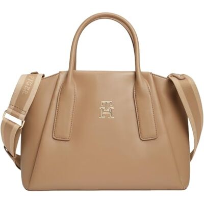 Tommy Hilfiger Damen Satchel Bag Tasche Essential mit Branding, Beige (Safari Canvas), Einheitsgröße Tommy Hilfiger Damen Satchel Bag Tasche Essential mit Branding, Beige (Safari Canvas), Einheitsgröße