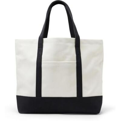 Amazon Unisex Erwachsene Große strapazierfähige Strandtasche aus Segeltuch, Natur / Schwarz, Einheitsgröße Amazon Unisex Erwachsene Große strapazierfähige Strandtasche aus Segeltuch, Natur / Schwarz, Einheitsgröße