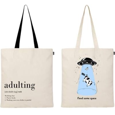 ECO Aesthetic Canvas Tote Bag for Women, Cute, Trendy and Reusable, Cotton Bags for School, Shopping, Gym, Library and Beach, Perfect for Groceries ECO Aesthetic Canvas Tote Bag for Women, Cute, Trendy and Reusable, Cotton Bags for School, Shopping, Gym, Library and Beach, Perfect for Groceries