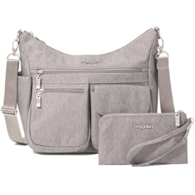 Baggallini Damen Umhängetasche, 27,9 X 22,9 X 11,4 cm, RFID-hobo-Tasche Modern Everywhere Bag, Stone Heritage Baggallini Damen Umhängetasche, 27,9 X 22,9 X 11,4 cm, RFID-hobo-Tasche Modern Everywhere Bag, Stone Heritage