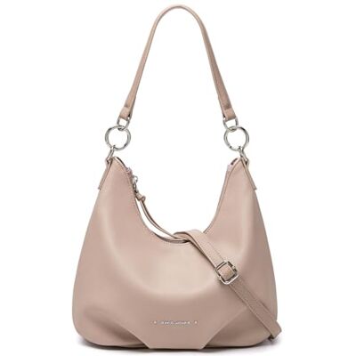 David Jones Hobo Bag Damen, Mittelgroße Schultertasche PU Leder, Rosa Frau Umhängetasche, Kleine Shopper Beuteltasche, Weiche Handtasche mit einem Henkel, Alltag Einfach Klassisch Elegant Zeitlos David Jones Hobo Bag Damen, Mittelgroße Schultertasche PU Leder, Rosa Frau Umhängetasche, Kleine Shopper Beuteltasche, Weiche Handtasche mit einem Henkel, Alltag Einfach Klassisch Elegant Zeitlos
