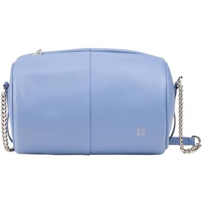 DuDu Barell -Ledertasche, Umhängetasche mit Kette und Leder, stilvolle Mode kleine zylindrische Tasche mit Reißverschluss Pastellblau DuDu Barell -Ledertasche, Umhängetasche mit Kette und Leder, stilvolle Mode kleine zylindrische Tasche mit Reißverschluss Pastellblau