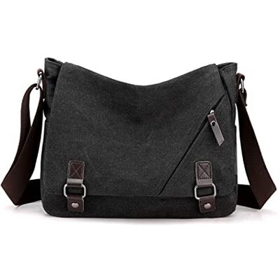 NICOLE & DORIS Umhängetasche Herren Damen Schultertasche Segeltuch Messenger Bag Arbeitstasche Laptoptasche Leichte Crossbody Tasche Schule Satchel Kuriertasche Schwarz NICOLE & DORIS Umhängetasche Herren Damen Schultertasche Segeltuch Messenger Bag Arbeitstasche Laptoptasche Leichte Crossbody Tasche Schule Satchel Kuriertasche Schwarz