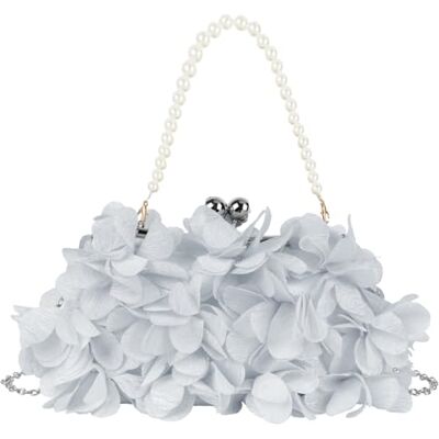 Pandalein Damen Blumen Clutch Seide Abendtasche Brauttasche Kleidertasche Handtasche mit Perlen Henkel Kette für Hochzeit Wedding Prom Party Pandalein Damen Blumen Clutch Seide Abendtasche Brauttasche Kleidertasche Handtasche mit Perlen Henkel Kette für Hochzeit Wedding Prom Party