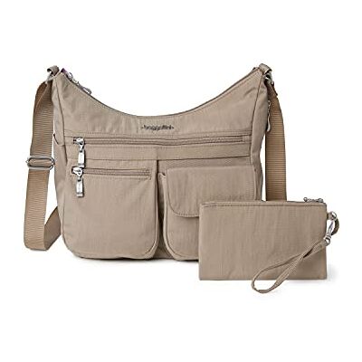 Baggallini , Everywhere Bagg, Damen-Umhängetasche, Reisetasche im Hobo-Stil, 28,9 x 22,9 cm, leicht, aus wasserdichtem Nylon, mit W/RFID, Strand, Einheitsgröße Baggallini , Everywhere Bagg, Damen-Umhängetasche, Reisetasche im Hobo-Stil, 28,9 x 22,9 cm, leicht, aus wasserdichtem Nylon, mit W/RFID, Strand, Einheitsgröße