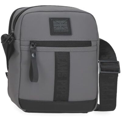 Pepe Jeans Hoxton Umhängetasche mit zwei Fächern, grau, 17 x 22 x 7,5 cm, Polyester und PU by Joumma Bags, grau, Talla única, Doppelte Schultertasche Pepe Jeans Hoxton Umhängetasche mit zwei Fächern, grau, 17 x 22 x 7,5 cm, Polyester und PU by Joumma Bags, grau, Talla única, Doppelte Schultertasche