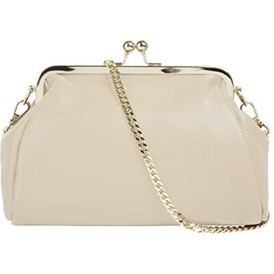 Cluty Damen Abendtasche Echt Leder Made in Italy elegante 2in1 Clutch wandelbare Schultertasche mit Bügelverschluss Cluty Damen Abendtasche Echt Leder Made in Italy elegante 2in1 Clutch wandelbare Schultertasche mit Bügelverschluss