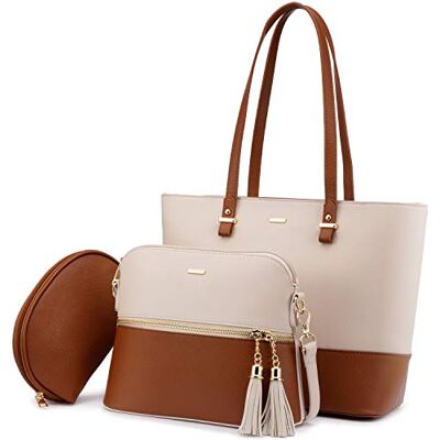 LOVEVOOK Handtasche Damen Shopper Schultertasche Damen Groß Damen Tasche Gross Leder Handtaschen 3-teiliges Set LOVEVOOK Handtasche Damen Shopper Schultertasche Damen Groß Damen Tasche Gross Leder Handtaschen 3-teiliges Set