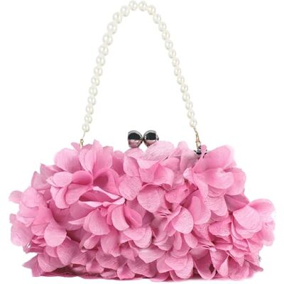 Pandalein Damen Blumen Clutch Seide Abendtasche Brauttasche Kleidertasche Handtasche mit Perlen Henkel Kette für Hochzeit Wedding Prom Party Pandalein Damen Blumen Clutch Seide Abendtasche Brauttasche Kleidertasche Handtasche mit Perlen Henkel Kette für Hochzeit Wedding Prom Party