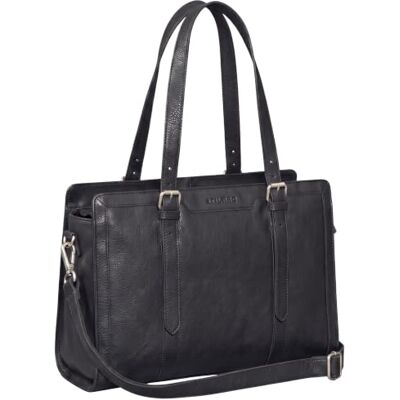 STILORD Evelina Elegante Leder Shopper Damen Groß 15,6 Zoll 16 Zoll Laptop Business Tasche Echtleder Schultertasche mit Laptopfach Handtasche mit Zwei Flaschenfächern Farbe:schwarz STILORD Evelina Elegante Leder Shopper Damen Groß 15,6 Zoll 16 Zoll Laptop Business Tasche Echtleder Schultertasche mit Laptopfach Handtasche mit Zwei Flaschenfächern Farbe:schwarz