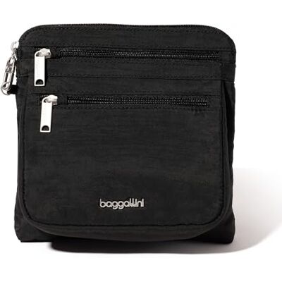 Baggallini Damen umhängetasche Securtex Anti-Diebstahl Crossbody, Schwarz Baggallini Damen umhängetasche Securtex Anti-Diebstahl Crossbody, Schwarz