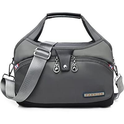 NICOLE & DORIS Handtasche Damen Crossbody Leichte Schultertasche Wasserdicht Nylon Umhängetasche mit Mehreren Taschen Messenger Bag für Shopping Arbeit Reise Hellgrau NICOLE & DORIS Handtasche Damen Crossbody Leichte Schultertasche Wasserdicht Nylon Umhängetasche mit Mehreren Taschen Messenger Bag für Shopping Arbeit Reise Hellgrau