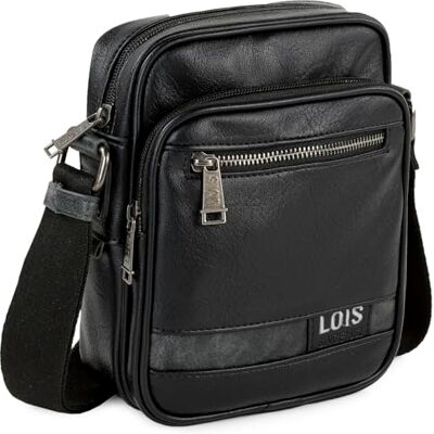 Lois Men's Leather Crossbody Messenger Bag Stylish Herrentasche Umhängen Leder Shoulder Bag Vintage Lederhandtasche Herren Casual Travel, Schwarz Lois Men's Leather Crossbody Messenger Bag Stylish Herrentasche Umhängen Leder Shoulder Bag Vintage Lederhandtasche Herren Casual Travel, Schwarz