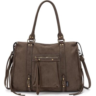 David Jones Damen Shopper Wildleder, Große Handtasche Vintage A4 Velours PU Leder Henkeltasche, Tote City Bag, Nieten Schultertasche, Y2K Retro Tragetasche, Arbeit Schule Uni Büro Tasche David Jones Damen Shopper Wildleder, Große Handtasche Vintage A4 Velours PU Leder Henkeltasche, Tote City Bag, Nieten Schultertasche, Y2K Retro Tragetasche, Arbeit Schule Uni Büro Tasche