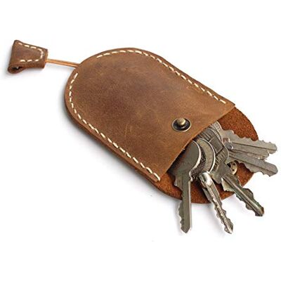 YAN TA HANDMADE Handgefertigter Schlüssel-Organizer aus Leder mit Kordelzug, mit Druckknopf, Schlüsseletui, Braun YAN TA HANDMADE Handgefertigter Schlüssel-Organizer aus Leder mit Kordelzug, mit Druckknopf, Schlüsseletui, Braun