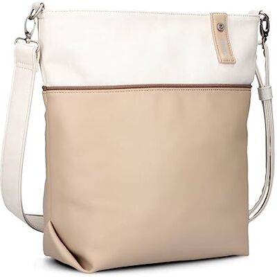 Zwei Damen Umhängetasche Jana J12 Crossbody Bag 9 L Handtasche Bicolor Canvas-Stil passender Kosmetikbeutel extra Schultergurt & Schlüsselband, Schultertasche DIN-A4 passend Zwei Damen Umhängetasche Jana J12 Crossbody Bag 9 L Handtasche Bicolor Canvas-Stil passender Kosmetikbeutel extra Schultergurt & Schlüsselband, Schultertasche DIN-A4 passend