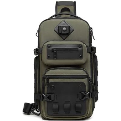 FANDARE Taktisch Brusttasche für Herren Bauchtasche Schultertasche Crossbody Sling Bag mit Stativhalterung Umhängetaschen Verstellbare Schultergurte für Wandern Reisen Crossover Daypacks Armeegrün FANDARE Taktisch Brusttasche für Herren Bauchtasche Schultertasche Crossbody Sling Bag mit Stativhalterung Umhängetaschen Verstellbare Schultergurte für Wandern Reisen Crossover Daypacks Armeegrün