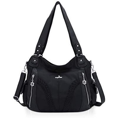 NICOLE & DORIS Weiche Kunstledertasche Lässige Hobo Tasche Damen Handtasche mit großer Kapazität Designer Umhängetasche Frauen Shopper Henkeltaschen Schwarz NICOLE & DORIS Weiche Kunstledertasche Lässige Hobo Tasche Damen Handtasche mit großer Kapazität Designer Umhängetasche Frauen Shopper Henkeltaschen Schwarz