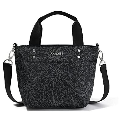 Baggallini Mini-Tragetasche, Midnight Blossom Print, Einheitsgröße Baggallini Mini-Tragetasche, Midnight Blossom Print, Einheitsgröße