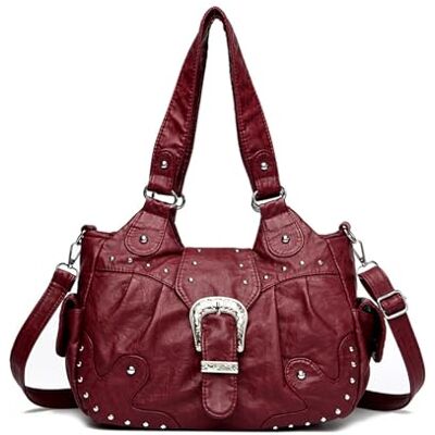 NICOLE & DORIS Handtasche Groß Damen Retro Umhängetasche Weiches PU Leder Shopper Schultertasche Hobo Bag Arbeitstasche Wasserdichte Henkeltasche mit Nieten NICOLE & DORIS Handtasche Groß Damen Retro Umhängetasche Weiches PU Leder Shopper Schultertasche Hobo Bag Arbeitstasche Wasserdichte Henkeltasche mit Nieten