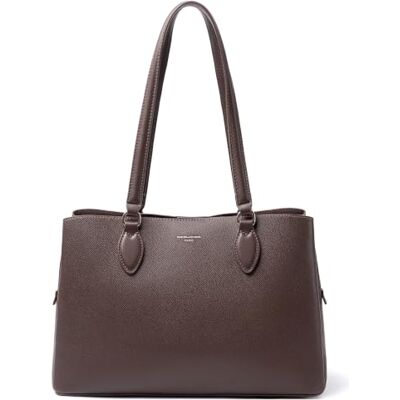 David Jones Damen Große Schultertasche, Shopper Tote Bag PU Leder Lange Henkel Handtasche, Tasche mit 3 Fächern, A4 Kapazität 13 Zoll Laptop, Frau Elegant Schick Alltag Uni Schule Büro Arbeit David Jones Damen Große Schultertasche, Shopper Tote Bag PU Leder Lange Henkel Handtasche, Tasche mit 3 Fächern, A4 Kapazität 13 Zoll Laptop, Frau Elegant Schick Alltag Uni Schule Büro Arbeit