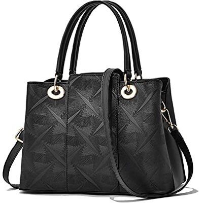 NICOLE & DORIS Frauen Umhängetasche Designer Handtaschen Damen PU Leder Top Griff Tasche Stilvolle Schultertasche Elegante Tasche für Büro Taschen Fächer Mittel Schwarz NICOLE & DORIS Frauen Umhängetasche Designer Handtaschen Damen PU Leder Top Griff Tasche Stilvolle Schultertasche Elegante Tasche für Büro Taschen Fächer Mittel Schwarz