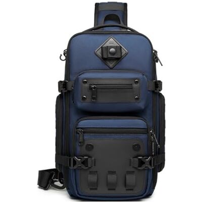 FANDARE Taktisch Brusttasche für Herren Bauchtasche Schultertasche Crossbody Sling Bag mit Stativhalterung Umhängetaschen Verstellbare Schultergurte für Wandern Reisen Crossover Daypacks Blau FANDARE Taktisch Brusttasche für Herren Bauchtasche Schultertasche Crossbody Sling Bag mit Stativhalterung Umhängetaschen Verstellbare Schultergurte für Wandern Reisen Crossover Daypacks Blau