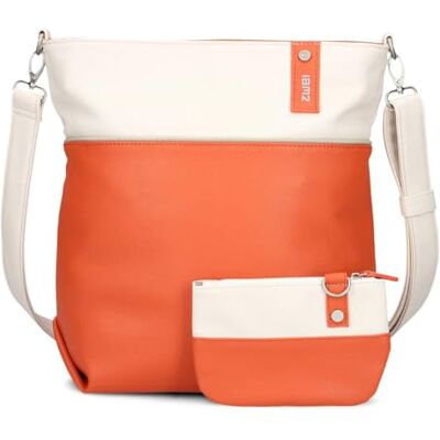 Zwei Damen Umhängetasche Jana J12 Crossbody Bag 9 L Handtasche Bicolor Canvas-Stil passender Kosmetikbeutel extra Schultergurt & Schlüsselband, Schultertasche DIN-A4 passend Zwei Damen Umhängetasche Jana J12 Crossbody Bag 9 L Handtasche Bicolor Canvas-Stil passender Kosmetikbeutel extra Schultergurt & Schlüsselband, Schultertasche DIN-A4 passend