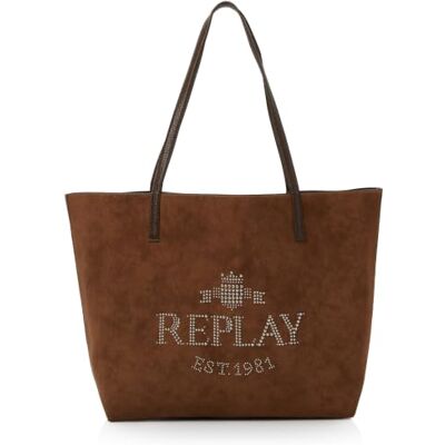 Replay Damen Tote Bag Tasche wendbar mit Pouch, Braun (Dark Brown), Einheitsgröße Replay Damen Tote Bag Tasche wendbar mit Pouch, Braun (Dark Brown), Einheitsgröße
