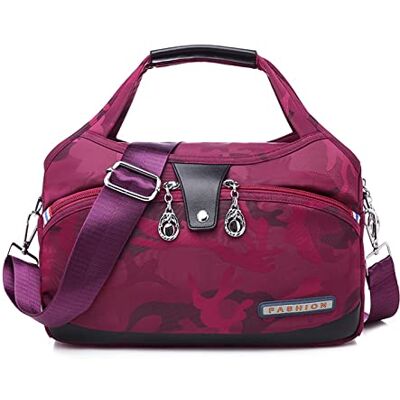 NICOLE & DORIS Handtasche Damen Crossbody Leichte Schultertasche Wasserdicht Nylon Umhängetasche mit Mehreren Taschen Messenger Bag für Shopping Arbeit Reise Tarnfarbe Rosa NICOLE & DORIS Handtasche Damen Crossbody Leichte Schultertasche Wasserdicht Nylon Umhängetasche mit Mehreren Taschen Messenger Bag für Shopping Arbeit Reise Tarnfarbe Rosa
