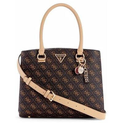 Guess Damen Noelle Girlfriend Satchel Schulranzen, Tragegriff Oben, Braunes Logo Guess Damen Noelle Girlfriend Satchel Schulranzen, Tragegriff Oben, Braunes Logo