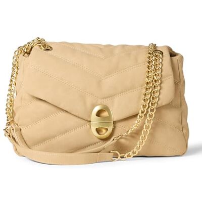 Amazon Damen Weiche, Gesteppte Tasche mit Klappe, Hellbraunes Wildlederimitat, Einheitsgröße Amazon Damen Weiche, Gesteppte Tasche mit Klappe, Hellbraunes Wildlederimitat, Einheitsgröße