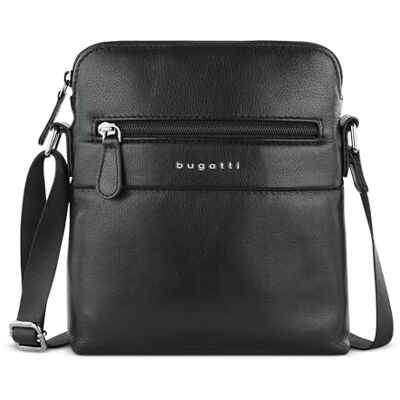 Bugatti Nome Schultertasche für Herren, Umhängetasche aus Leder, Crossover-Bag, schwarz Bugatti Nome Schultertasche für Herren, Umhängetasche aus Leder, Crossover-Bag, schwarz