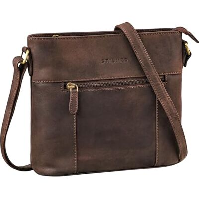 STILORD Medina Elegante Handtasche Damen Mittelgroß Leder Umhängetasche Vintage Schultertasche für Frauen Abendtasche Freizeit-Tasche Crossbody Bag Damen Echtleder Farbe:Muskat braun STILORD Medina Elegante Handtasche Damen Mittelgroß Leder Umhängetasche Vintage Schultertasche für Frauen Abendtasche Freizeit-Tasche Crossbody Bag Damen Echtleder Farbe:Muskat braun